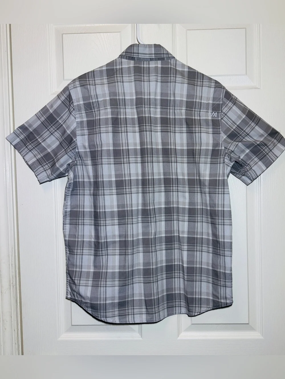 5.11 Tactical Men’s Short-Sleeve Gray Plaid Button-Down Shirt Snap On Button